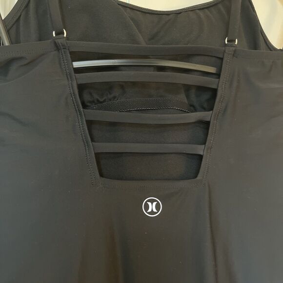 NWT HURLEY Women’s Large One-Piece Swimsuit Solid Black UPF 50+ Bathing Suit - L - Picture 3 of 8